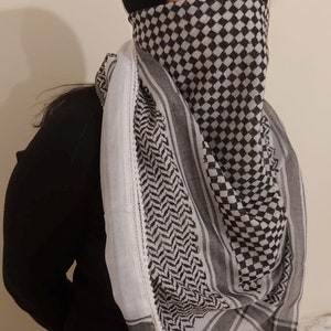 Keffiyeh Palestine Scarf Arafat Hatta Arab Style Headscarf for Men and Women, Traditional Cotton Shemagh with Tassels, Free Palestine 画像 6