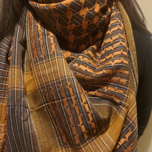 Keffiyeh Palestine Scarf Style, Cotton Arafat Hatta Arab Style Headscarf for Men and Women, Traditional Shemagh with Tassels Limited Edition image 5