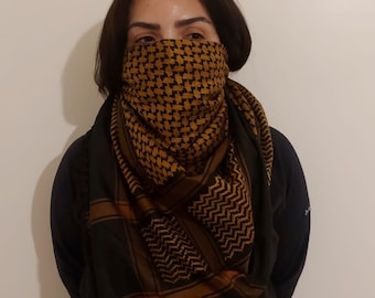 Keffiyeh Palestine Scarf Style - Free Palestine, Arab Style Kufiyah Headscarf for Men and Women,  Traditional Cotton Shemagh with Tassels