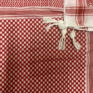 Sciarpa Keffiyeh Palestinese Kufyiah Shemagh tradizionale in cotone con nappe, Foulard in stile arabo Arafat Hatta per uomini e donne, Palestina Red