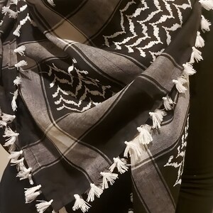 Keffiyeh Palestine Scarf Traditional Cotton Shemagh with Tassels, Free Palestine Kufiya, Arab Style Headscarf for Men and Women image 6