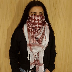 Sciarpa Keffiyeh Palestinese Kufyiah Shemagh tradizionale in cotone con nappe, Foulard in stile arabo Arafat Hatta per uomini e donne, Palestina immagine 5