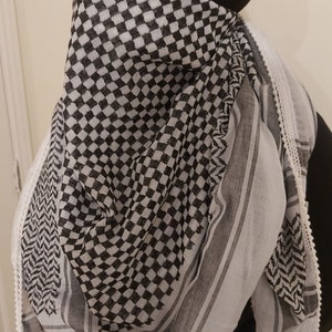 Keffiyeh Palestine Scarf Arafat Hatta Arab Style Headscarf for Men and Women, Traditional Cotton Shemagh with Tassels, Free Palestine image 7