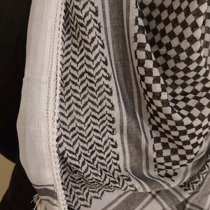 Keffiyeh Palestine Scarf Arafat Hatta Arab Style Headscarf for Men and Women, Traditional Cotton Shemagh with Tassels, Free Palestine zdjęcie 8