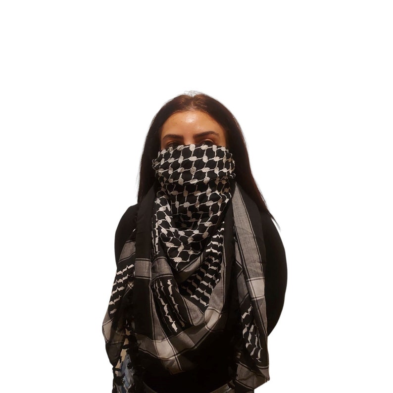 Keffiyeh Palestine Scarf Style, Cotton Arafat Hatta Arab Style Headscarf for Men and Women, Traditional Shemagh with Tassels Limited Edition image 1