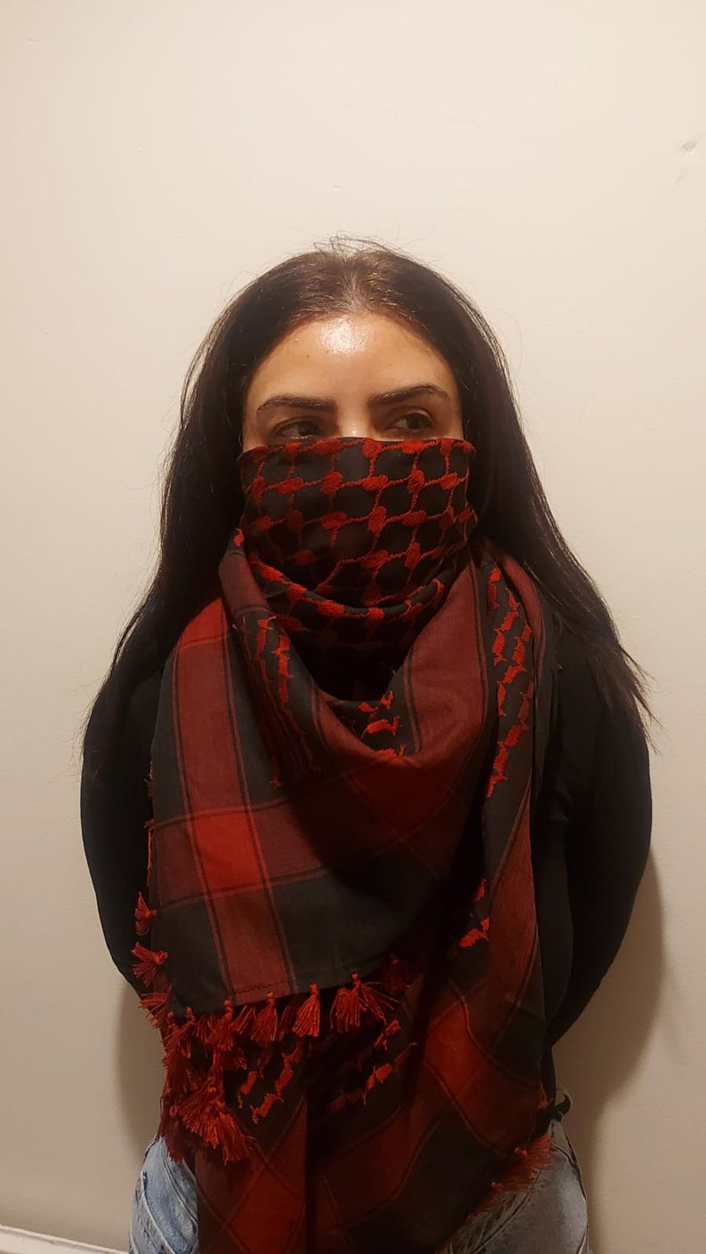 Keffiyeh Palestine Scarf Style, Cotton Arafat Hatta Arab Style Headscarf for Men and Women, Traditional Shemagh with Tassels Limited Edition image 6