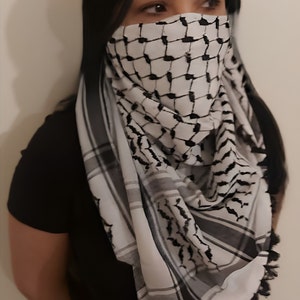 Keffiyeh Palestine Scarf, Cotton Arafat Hatta Arab Style Headscarf for Men and Women, Free Palestine, Traditional Shemagh with Tassels image 2