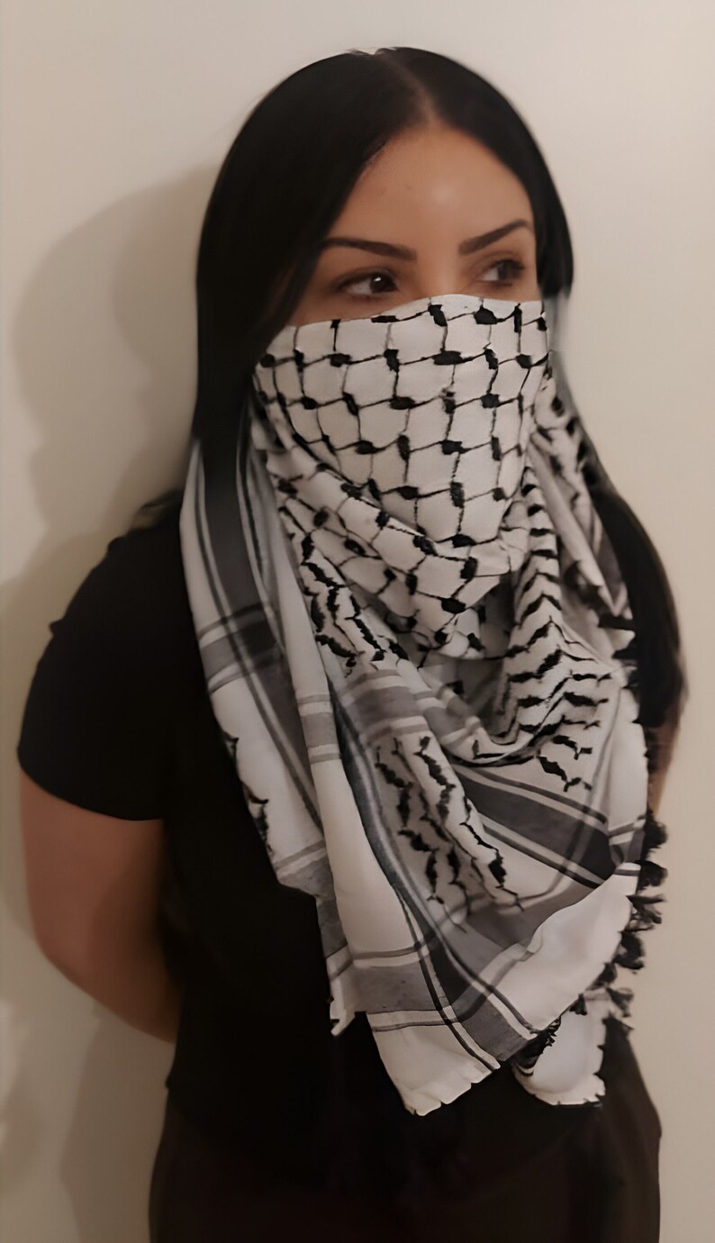Keffiyeh Palestine Scarf, Cotton Arafat Hatta Arab Style Headscarf for Men and Women, Free Palestine, Traditional Shemagh with Tassels image 2