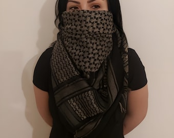 Palestine Scarf Keffiyeh - Traditional Cotton Shemagh with Tassels, Arafat Hatta Arab Style Headscarf for Men and Women, Free Palestine