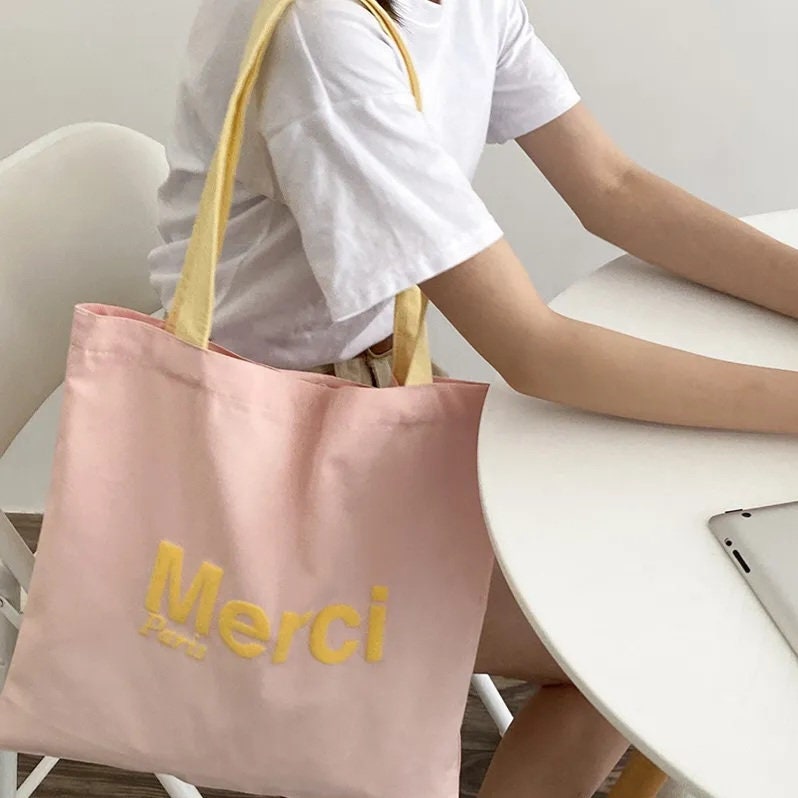 Merci Tote Bag Paris Edit Shop Merci Tote Bags Canvas Back - 11STREET