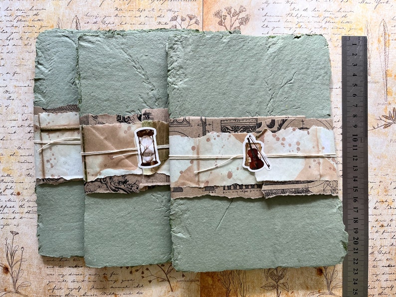 Textured handmade paper sheet for handmade journals and old book, collected in paper sheet sets. For self-stitching, do it yourself and decoration