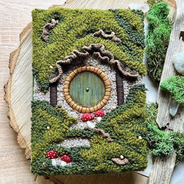 Botanical Forest Herb Journal, Hobbit House Travelers Notebook, Junk Journal Handmade Book Kit 6x8, Mushroom Traveler journal, Fairy Cottage