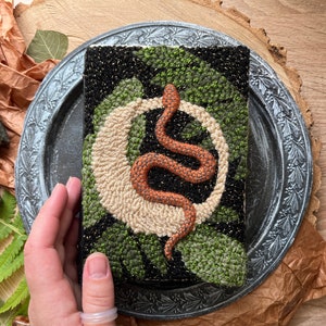 Moon Phase Snake Journal, Botanical forest herb journal, Unique witch album tarot journal, Grimoire with snake, Witchy Aesthetic Notebook