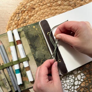 Handmade Botanical Sketchbook: Refillable Travel Journal, Blank Art Diary, 200gsm Paper image 1