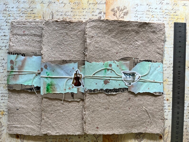 Textured handmade paper sheet for handmade journals and old book, collected in paper sheet sets