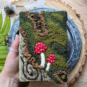 Botanical forest herb journal, Junk journal handmade book Kit 4x6, unique nature wedding album, mushroom travel journal, Green summer gift