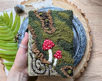 Botanical forest herb journal, Junk journal handmade book Kit 4x6, unique nature wedding album, mushroom travel journal, Green summer gift