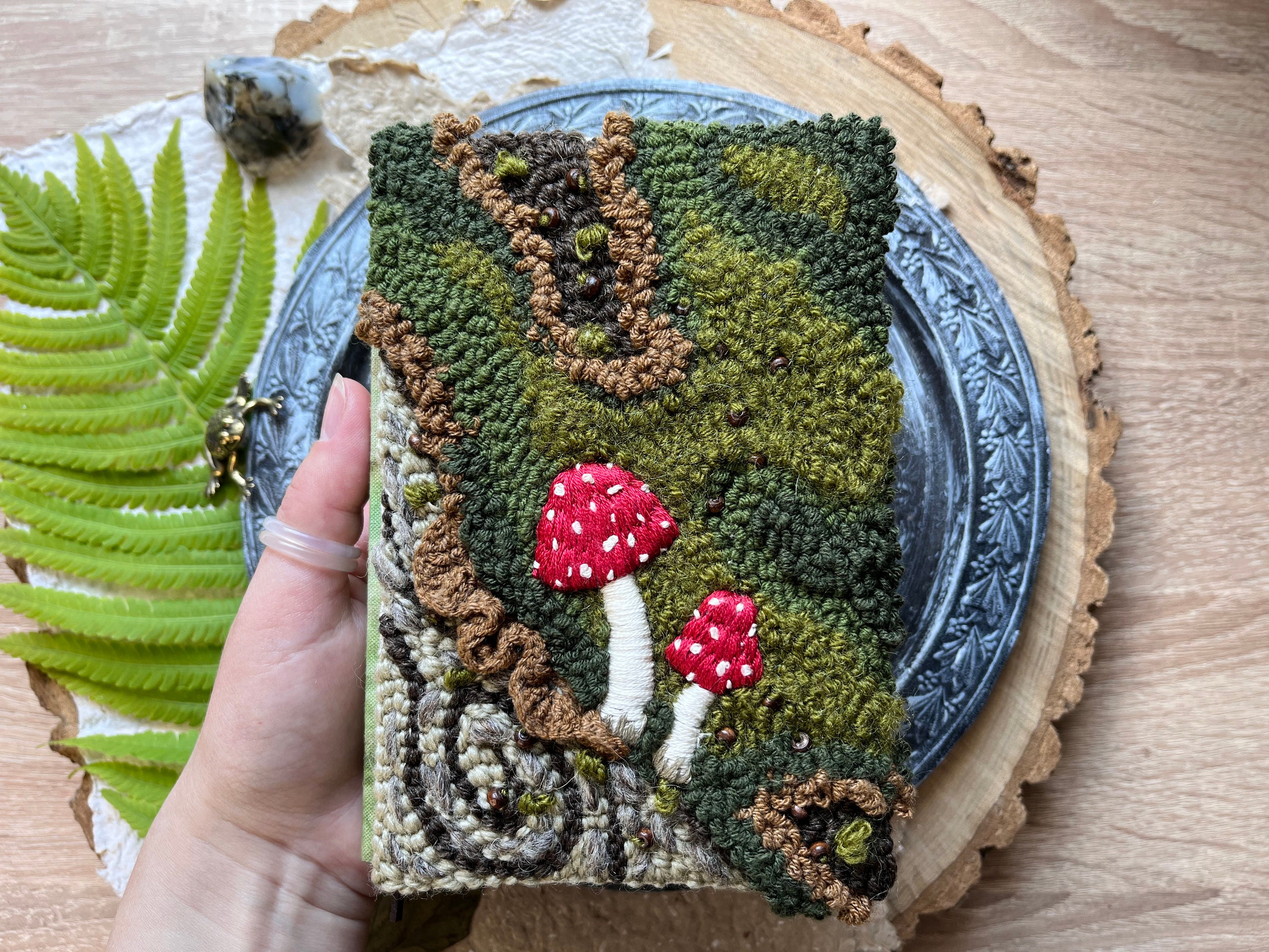 Kruidendagboek botanisch bos, Junk Journal handgemaakt boek Kit 4 x 6, uniek natuurhuwelijksalbum, paddestoelreisdagboek, groen zomercadeau
