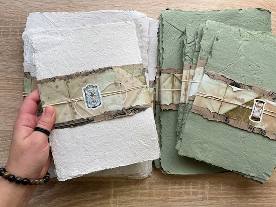 Set of 5 sheets of handmade paper A5. Recycled Eco Friendly Paper.  Deckled Edge Paper. Paper for Craft