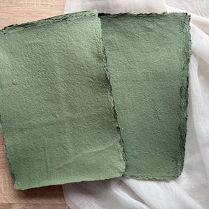 Handmade paper set of 5 sheet for handmade journals 8*11 inch, A4 Naturally recycled Deckle edged Eco friendly paper, Antique stationary Green