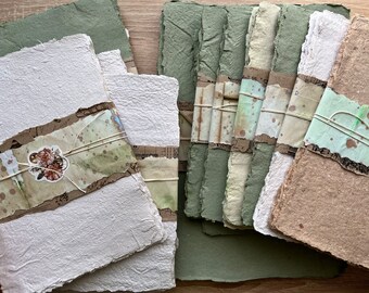 Handmade paper set of 5 sheet  for handmade journals 8*11 inch, A4 Naturally recycled Deckle edged Eco friendly paper, Antique stationary