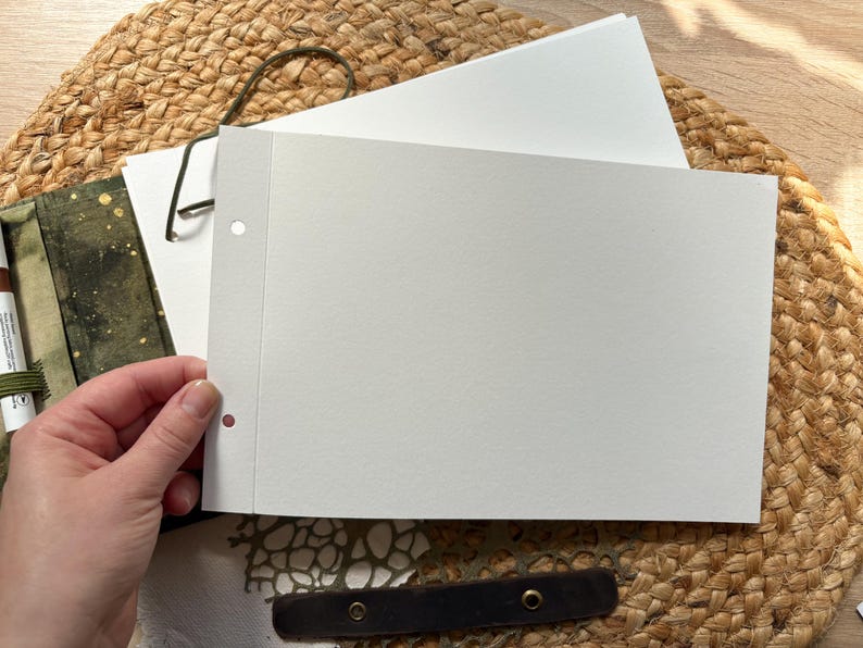 Handmade Botanical Sketchbook: Refillable Travel Journal, Blank Art Diary, 200gsm Paper image 3