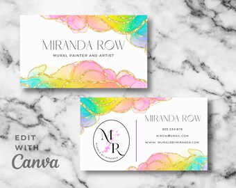 Editable Double Sided Business Card Template, DIY Printable Business Card, Downloadable Calling Card, Custom Canva Business Branding Card
