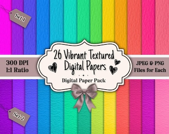 Vibrant Textured Digital Paper, Colorful Junk Journal Paper, DIY Digital Scrapbooking