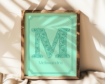 DIY Flower Letter Name Print, Name Poster For Children, Letter Floral Name Art, Downloadable Custom Letter Flower Print, Spring Wall Decor