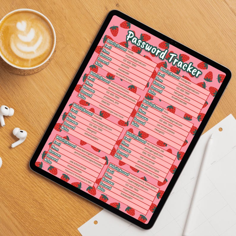 Printable Password Log Tracker, Cute Password Sheet, Track Passcodes ...
