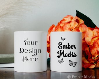Two 11oz Coffee Mugs Mockup, Mug Mockups, Double Mug Mockup, White Mug Mockup, Coffee Mug Mockups, 2 Coffee Mugs Mockup, 2 Blank Mugs Mockup