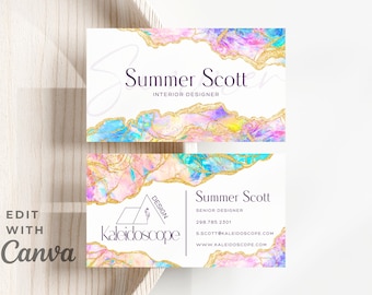 Editable Double Sided Business Card Template, DIY Printable Business Card, Downloadable Calling Card, Custom Canva Business Branding Card