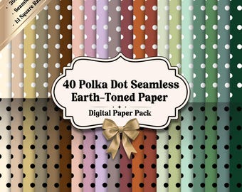 Rich Earth-Tone Digital Papers: Polka Dot Paper Set, Printable Junk Journaling and Scrabook Paper, Downloadable Patterns