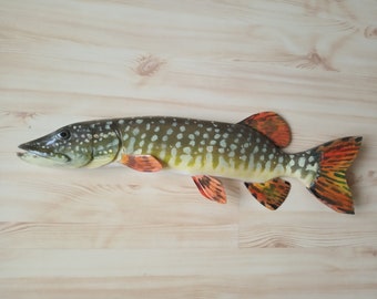 □美術品□Blue・ Esox Lucius□２３cm◇ Copen◇ Northern Pike, Esox Lucius, Pike, 21-25 Inches 3D Wooden