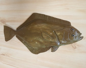 Halibut, 11-15 inches 3D wooden fish, carved and painted on one side, wood carving, fish carving, fishing trophy