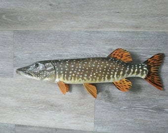 □美術品□Blue・ Esox Lucius□２３cm◇ Copen◇ Northern Pike, Esox Lucius, Pike, 21-25 Inches 3D Wooden Fish