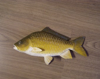 Scaled Carp, Common Carp, Cyprinus carpio, 11-15 inches 3D wooden fish, both sides hand carved and painted, fish carving, fishing trophy
