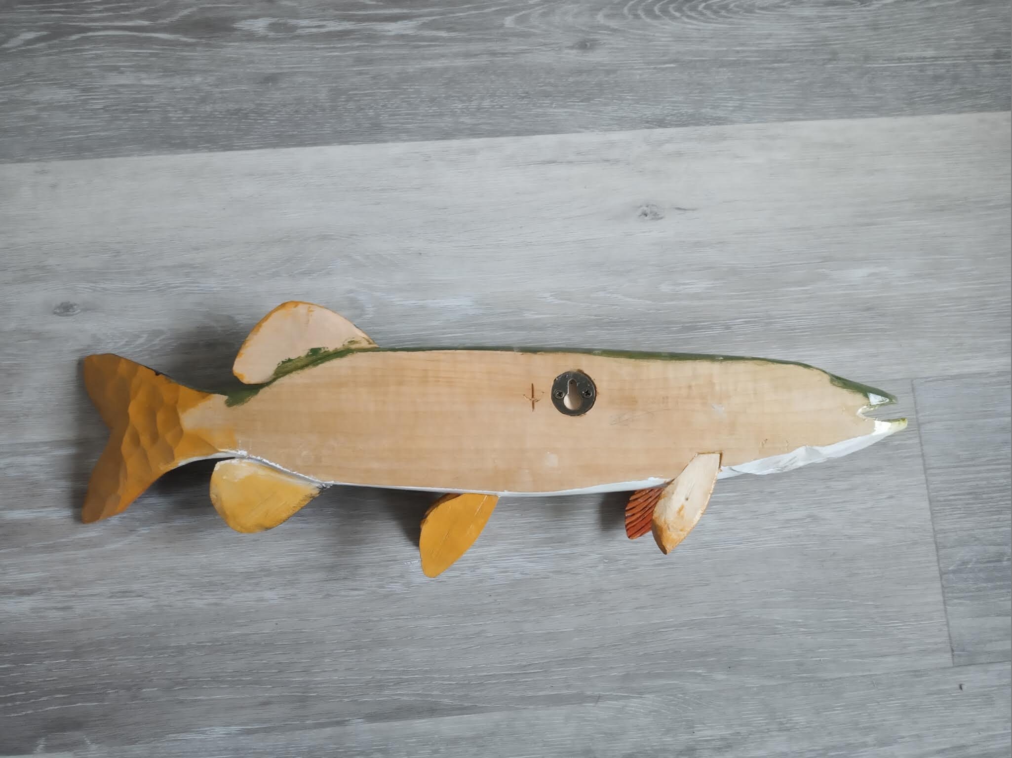□美術品□Blue・ Esox Lucius□２３cm◇ Copen◇ Northern Pike, Esox Lucius, Pike, 21-25 Inches 3D Wooden