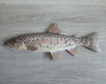 Humboldt cutthroat trout, Oncorhynchus clarkii humboldtensis, 5-10 inch 3D wall wooden fish, carved and painted on one side, fish carving