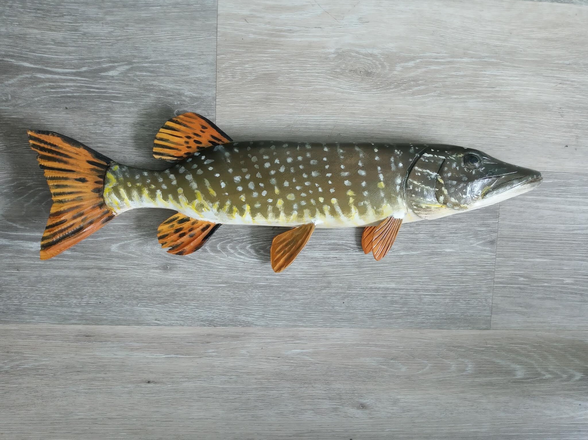 □美術品□Blue・ Esox Lucius□２３cm◇ Copen◇ Northern Pike, Esox Lucius, Pike, 21-25 Inches 3D Wooden Fish