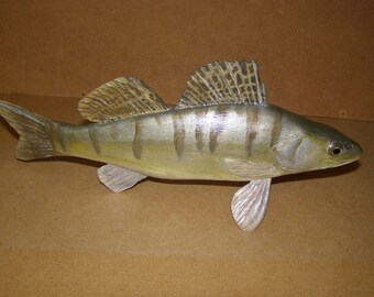 Zander, Sander lucioperca, sander, pikeperch, 11-15 inches 3D wooden fish, both sides hand carved and painted, fish carving, fishing trophy