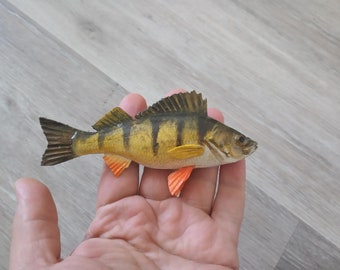 Yellow perch, Perca flavescens, american perch, 5-10 inches 3D wall wooden fish, one side hand carved and painted, striped perch, preacher