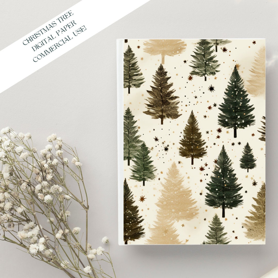Seamless Vintage Christmas Tree Pattern Boho Christmas Etsy