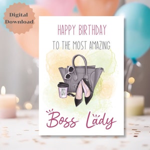 Senhora chefe, cartão engraçado de feliz aniversário para chefe, cartão de aniversário engraçado, cartão para impressão de aniversário, cartão de aniversário para chefe, cartão de felicitações, cartão de aniversário em PDF