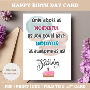 Tarjeta de jefe, tarjeta divertida de feliz cumpleaños para jefe, tarjeta de cumpleaños divertida, tarjeta de cumpleaños imprimible, tarjeta de cumpleaños para jefe, tarjeta de felicitación, tarjeta de cumpleaños en formato PDF