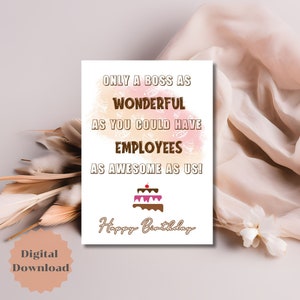Carte patron, Carte patron drôle de joyeux anniversaire, Carte patron, Carte drôle de joyeux anniversaire, Carte pour patron, Carte imprimable, Cadeau pour patron, Carte HBD, Bon patron