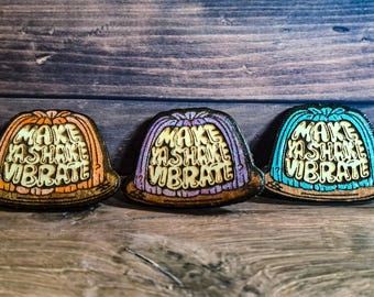 Tipper inspired Jello laser engraved custom magnet, trippy art, trinket, gift for friend, wood pin, tipper pin, wood keychain