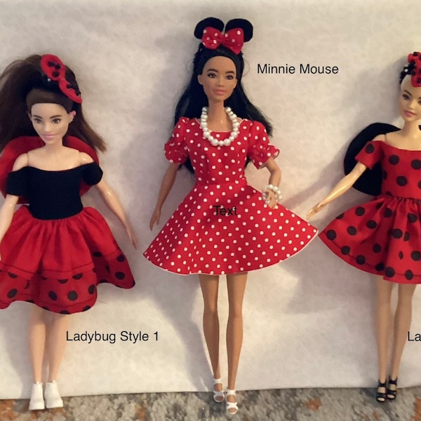 fashion doll clothes 11.5 inch 30cm doll size doll ladybug costume minnie mouse accessories headpiece shoes boots jewelry