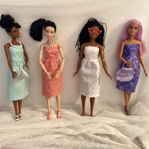 handmade fashion doll clothes 50&#39;s style sleeveless dress inch doll size 30cm doll size doll dress up accessories jewelry purses eye glasses