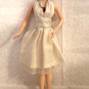 50&#39;s halter dress/ maryland monroe style / handmade fashion doll clothes / fits doll types like, 11 to 12 inch, 30 cm and 1/6 scale dolls